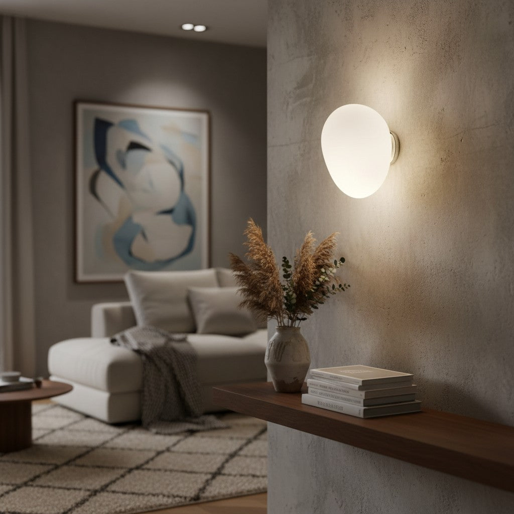 Lámpara de pared y techo con silueta de guijarro orgánico Stonea, luz de vidrio contemporánea para el hogar N16