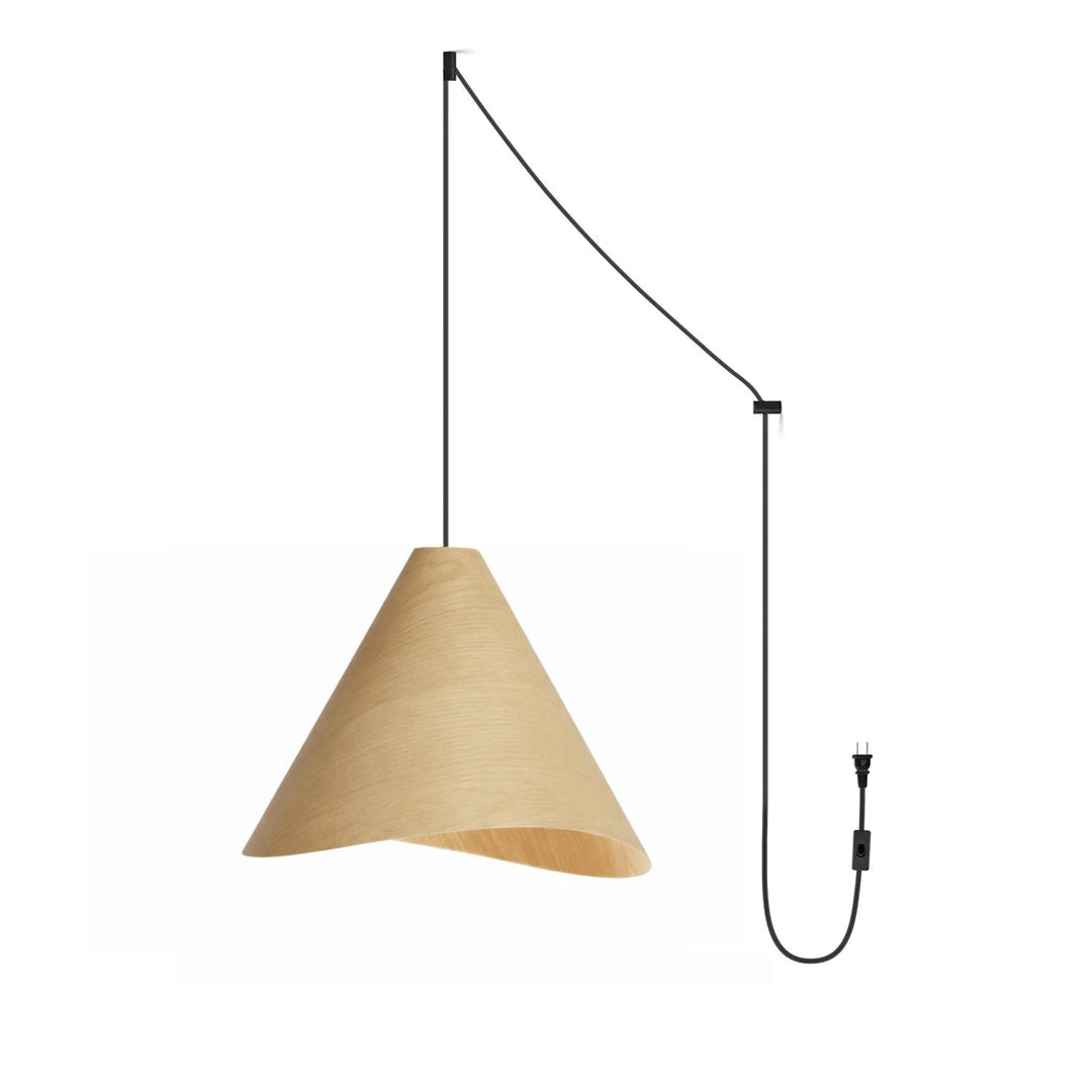Asymmetric Wood Plug-In Swag Pendant Light