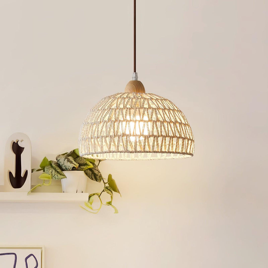 Handwoven Rattan Dome Swag Pendant