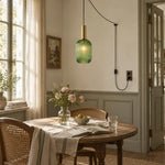 Charger l'image dans la visionneuse de galerie, Retro ribbed glass plug-in pendant light in a home interior