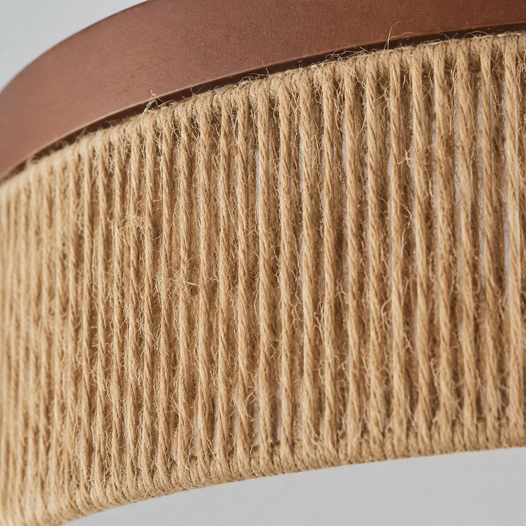 Wabi-Sabi Solid Wood and Woven Rope LED Flush Mount Ceiling Light