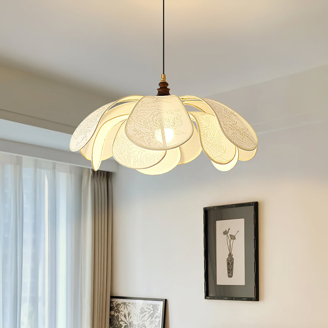 Layered Floral Fabric Plug-In Pendant