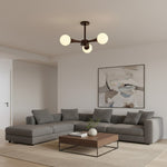 Load image into Gallery viewer, Novalune Multi-Light Glass Globe Chandelier with Wood Frame - Japanese Zen Style for Living Room