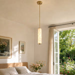 Bild in Gallery-Viewer laden, Nacrelith Capiz Shell Cylinder Brass Pendant Light - Nordic Bedroom Lighting