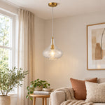 Charger l'image dans la visionneuse de galerie, Vintage Glass Pendant Light with Adjustable Height