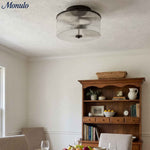 Cargar imagen en el visor de la Galería, Lámpara de techo empotrada Rivora Vintage de cristal acanalado para sala de estar