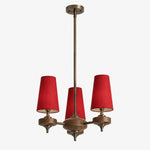 Charger l'image dans la visionneuse de galerie, 3-light Hour Rho chandelier with red velvet shades