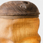 Load image into Gallery viewer, Close-up of gathered linen shade and top wood cap