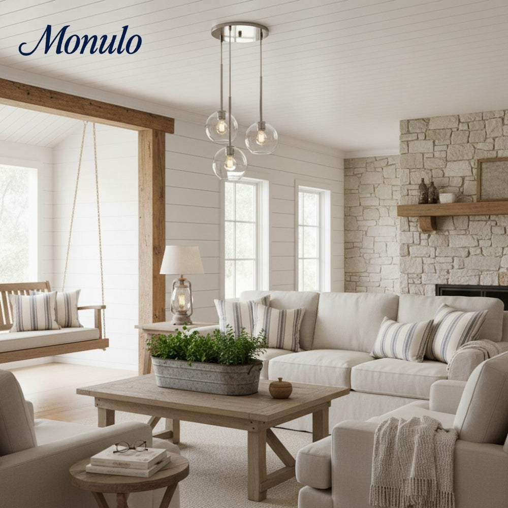 Selvion Minimalist Blown Glass Chandelier — Modern Sculptural Lighting for Dining or Living Spaces