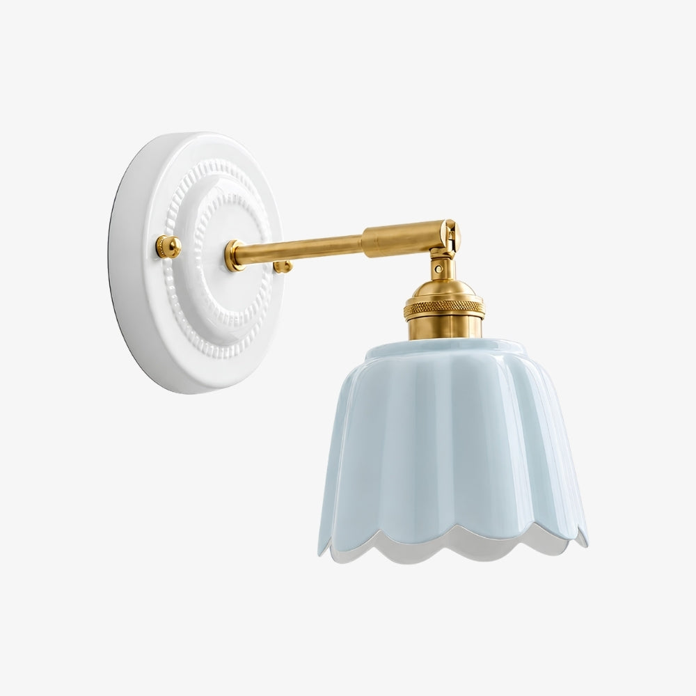 Cienax Retro Ceramic Flower Wall Sconce for Bedroom or Living Room