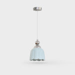 Bild in Gallery-Viewer laden, Sea salt blue scalloped ceramic pendant lamp with polished metal canopy