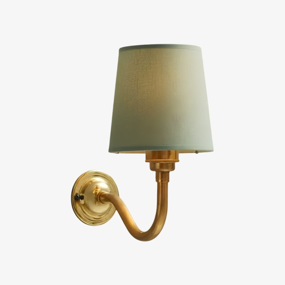 Cottaloy Vintage Fabric Curved Arm Wall Lamp for Living Room or Bedroom