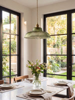 Bild in Gallery-Viewer laden, Verdoma Mid-Century-Modern Hängeleuchte aus strukturiertem Glas – Vintage-Stil für Esszimmer