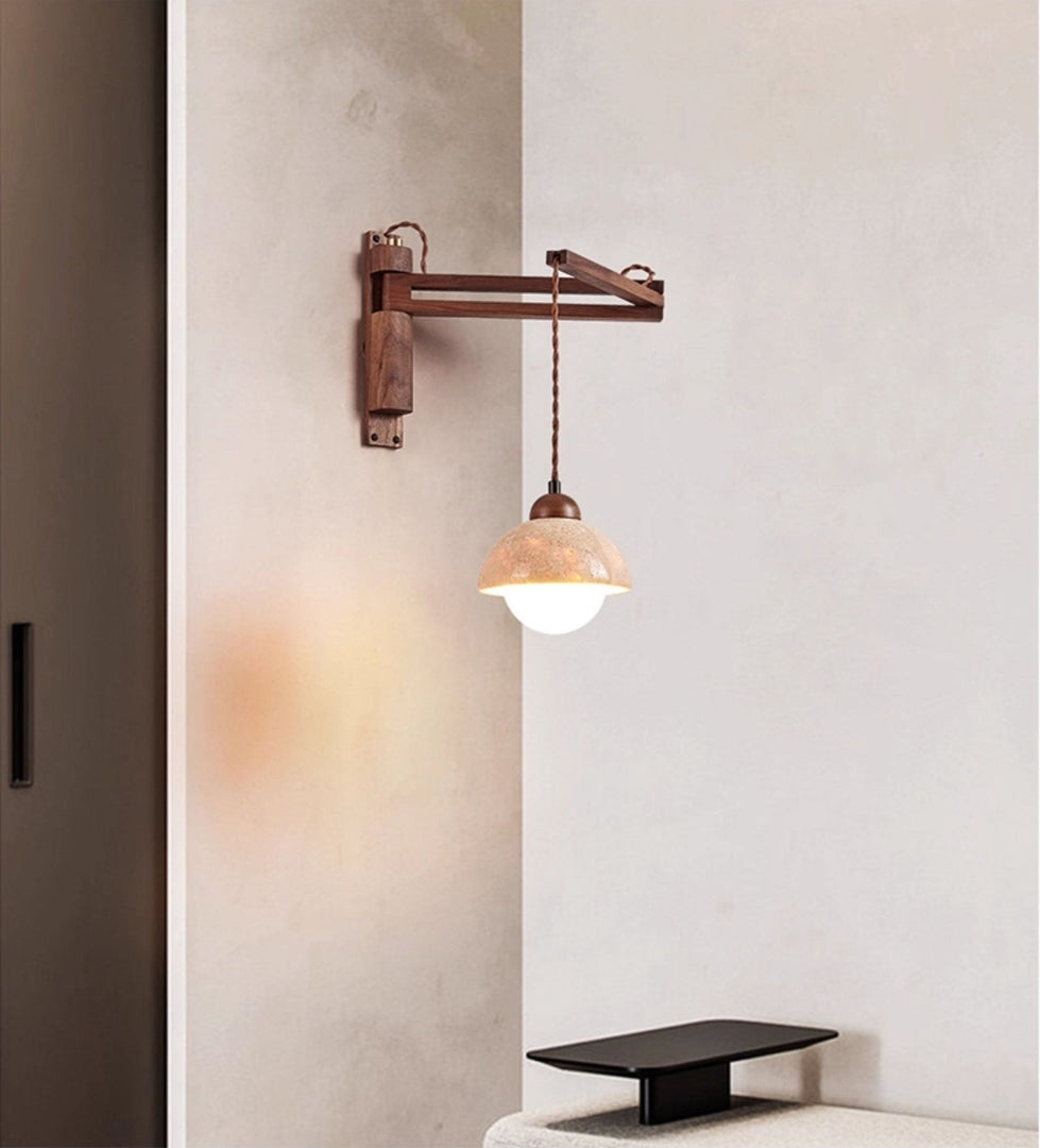 Aplique de pared ajustable con cúpula de travertino