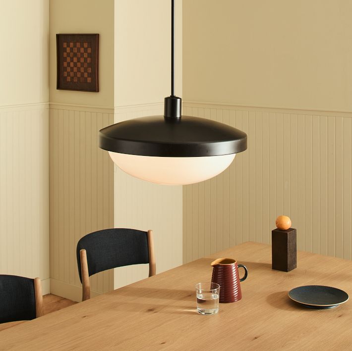 Rolvona Oval Glass Pendant Light - Modern White Glass Shade for Dining