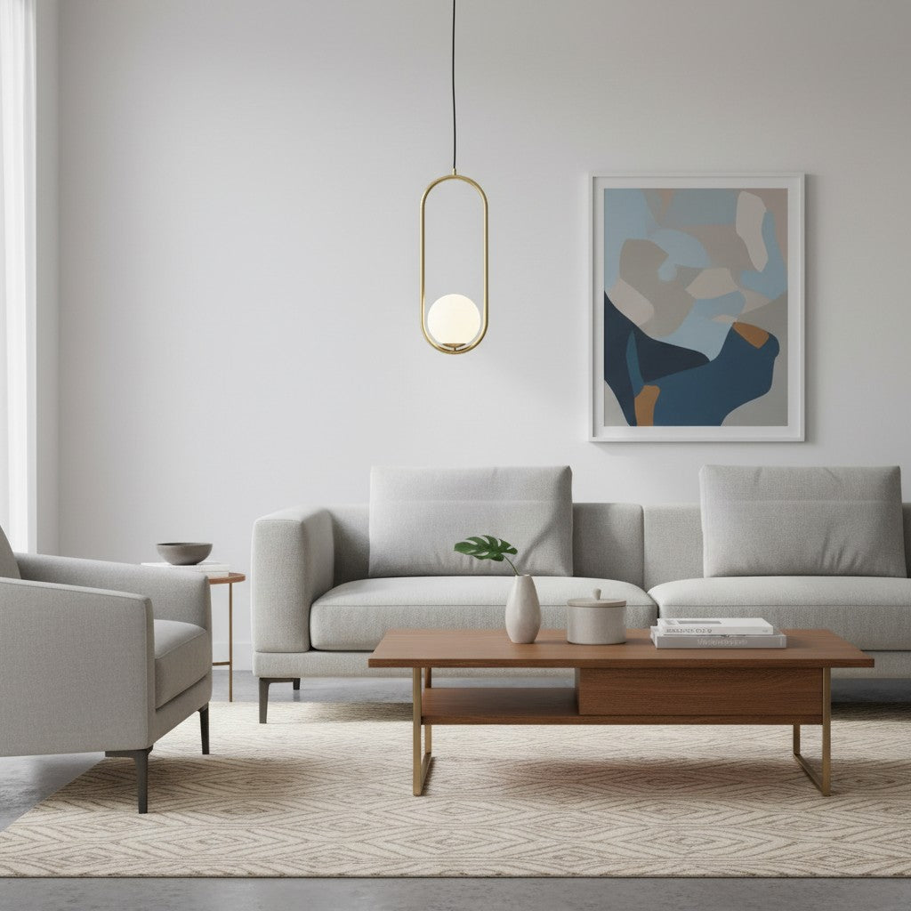 Suspension Moderne Halozen - Lampe Suspendue Décorative au Profil Ovale Doux pour Salon