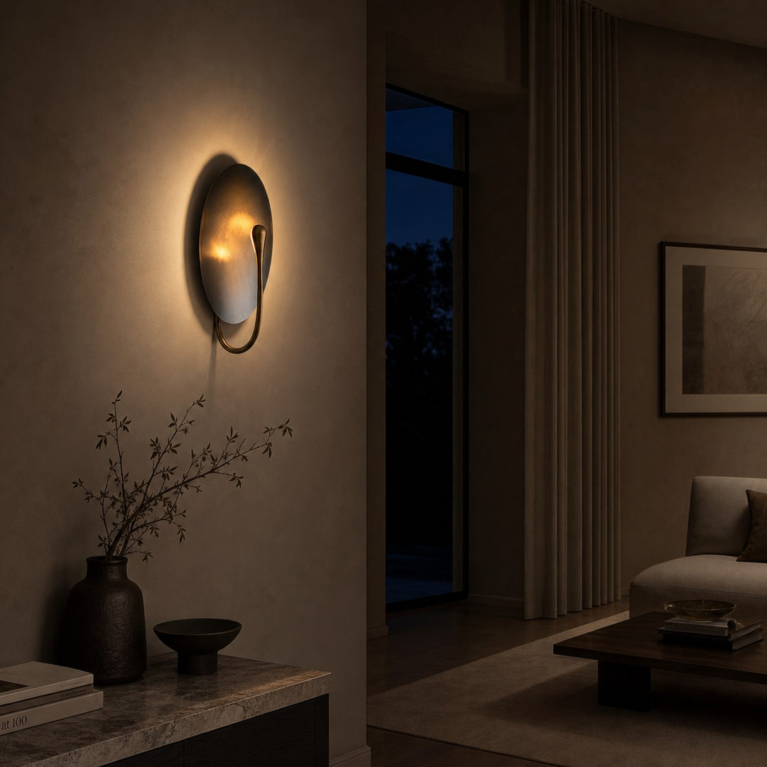 Warm reflected light in an evening living room