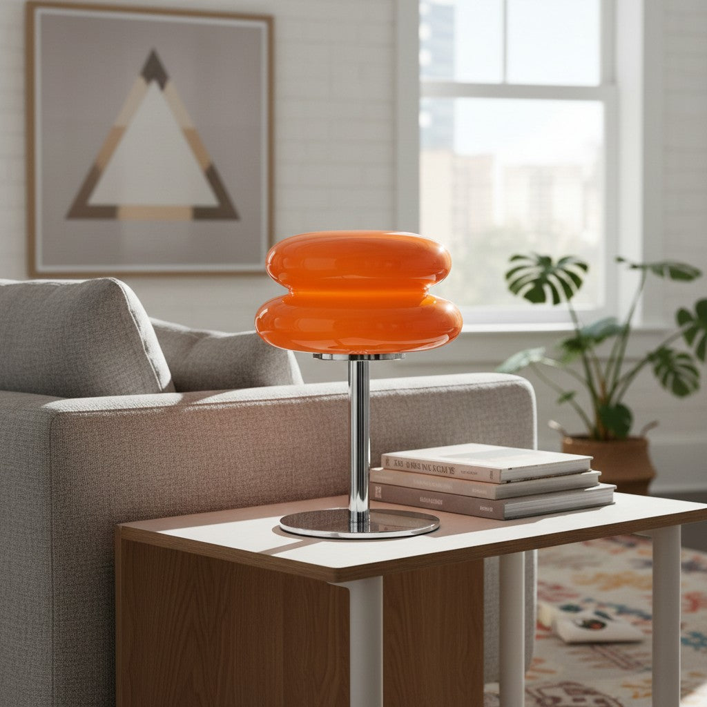 Lámpara de mesa Glasentro Bauhaus Diseño geométrico de vidrio Acento moderno para sala de estar N12