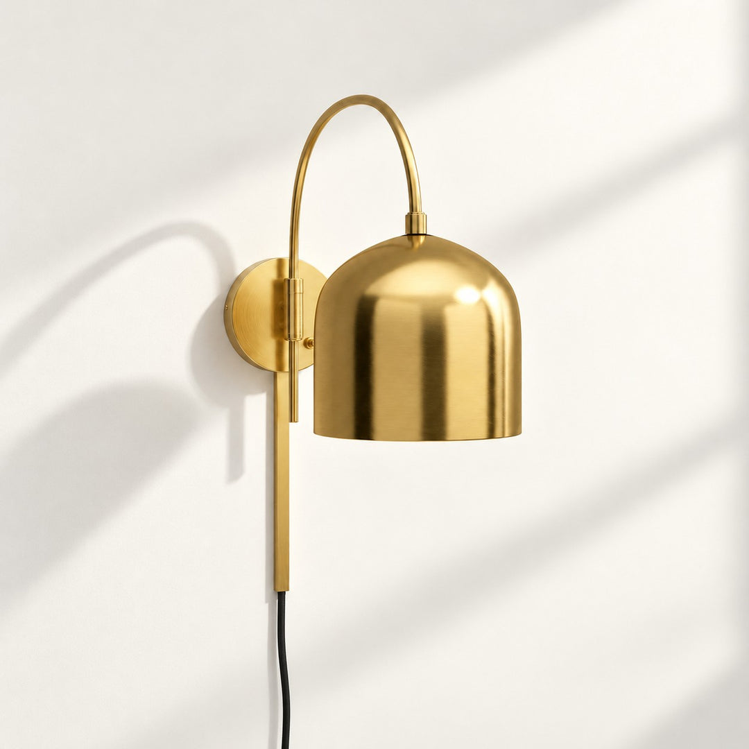 Dome Arm Plug-In Cord Arched Metal Wall Sconce