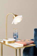 Load image into Gallery viewer, Revalis Glass Flower Task Lamp – Modern Frosted Petal Lighting
