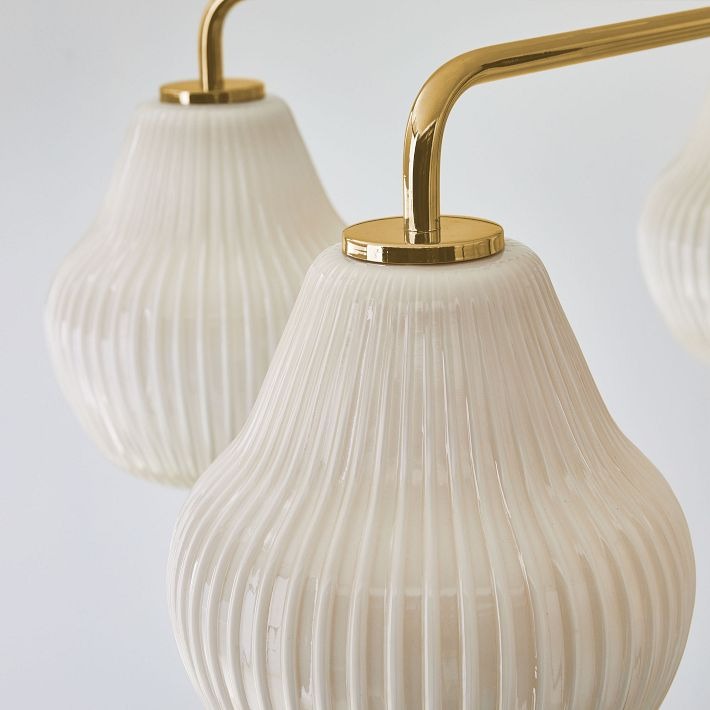 Rivrona 5-Light Chandelier for Entryway - Ribbed Glass Modern Lighting