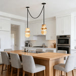 Bild in Gallery-Viewer laden, Black Metal Alabaster Chain Swag Chandelier