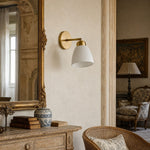 Load image into Gallery viewer, White Ceramic and Brass Adjustable Wall Sconce