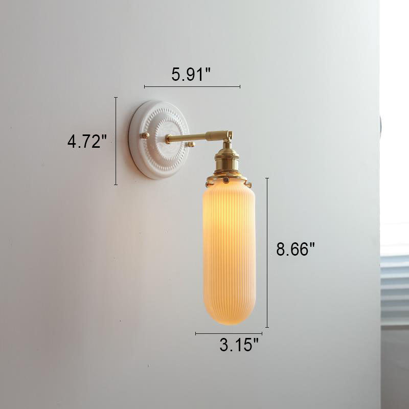 Lámpara de pared vintage de cerámica japonesa de latón con una luz