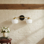 Bild in der Galerieansicht laden, Opalume Glass Art Deco Vanity Light - Bathroom Wall Sconce with White Glass Shades
