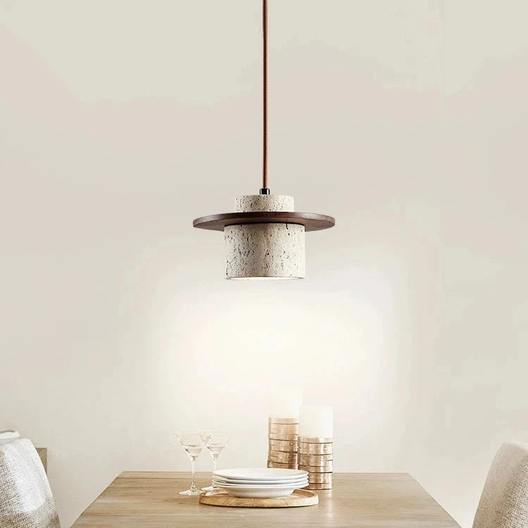 Lámpara colgante vintage de travertino estilo japonés