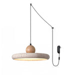 Load image into Gallery viewer, Travertine Wood Plug-In Pendant Light