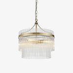 Load image into Gallery viewer, Elegant Glass Rods 3 Light Pendant Light - Vintage Brass Finish
