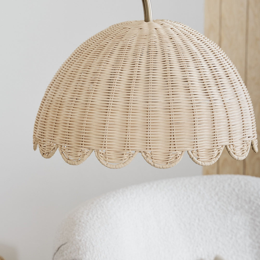 Olvara Arched Rattan Floor Lamp - Boho Chic Natural Woven Lighting