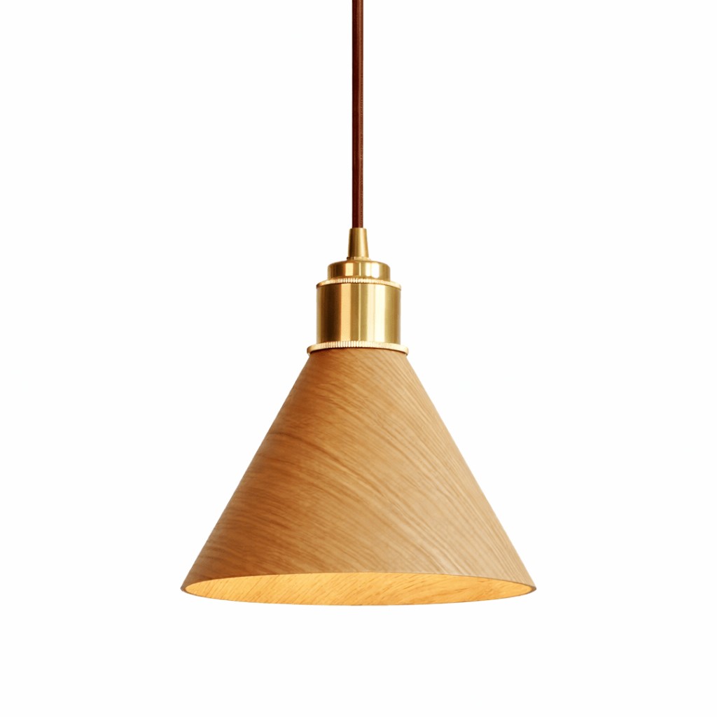 Turned Wood Conical Plug-In Pendant