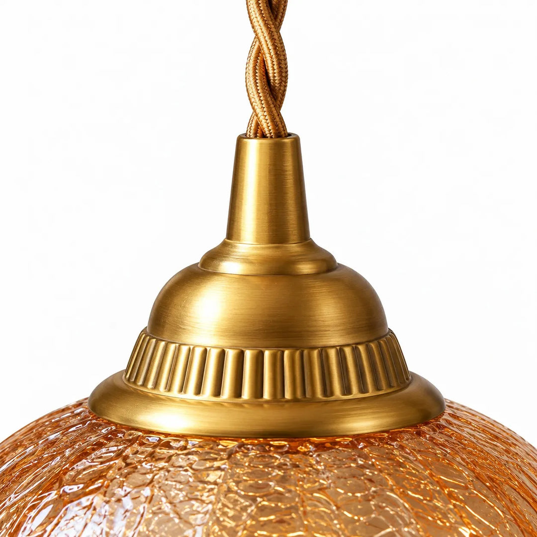 Crackle Glass Brass Pendant Light