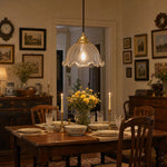 Load image into Gallery viewer, vintage glass pendant light in a dining room