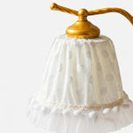 Charger l'image dans la visionneuse de galerie, Close view of the white dotted lace shade and gold shade cap