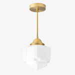 Cargar imagen en el visor de la Galería, Geotower Glass Skyscraper Shade Art Deco Pendant Light – Modern Industrial Ceiling Lamp for Living Room
