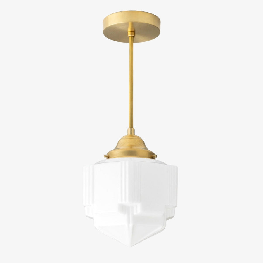 Geotower Glass Skyscraper Shade Art Deco Pendant Light – Modern Industrial Ceiling Lamp for Living Room