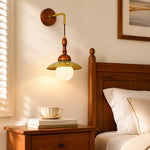 Charger l'image dans la visionneuse de galerie, Japanese retro wall sconce installed above a bedside table beside a warm wood bed