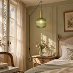 Charger l'image dans la visionneuse de galerie, Retro ribbed glass plug-in pendant light in a home interior
