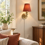Charger l'image dans la visionneuse de galerie, Rowan No-Wire Flat Drum Shade Wall Sconce – Plug-In Fabric Wall Light