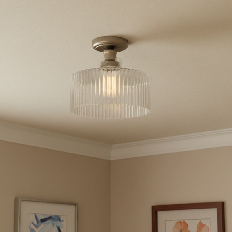 Ribora Vintage - Lámpara de Techo de Vidrio Acanalado Inspirada - Montaje Empotrado de Estilo Industrial para Interiores Modernos U05