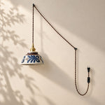 Load image into Gallery viewer, Hand-Painted Ceramic Plug-In Swag Pendant