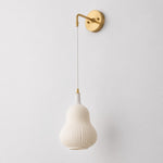 Bild in Gallery-Viewer laden, Milk white gourd glass wall light with brass arm