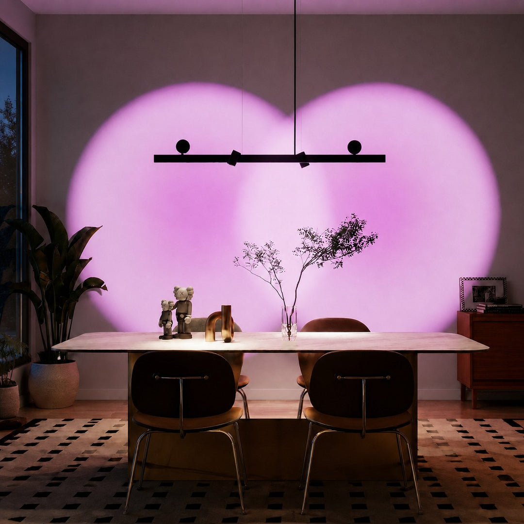 Lámpara colgante lineal para comedor con luz de lavado de pared