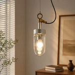 Charger l'image dans la visionneuse de galerie, Vintage industrial clear glass pendant light interior and detail image