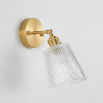 Bild in Gallery-Viewer laden, Clear glass wall light with brass arm, AZ shade 12 cm high and 13 cm diameter