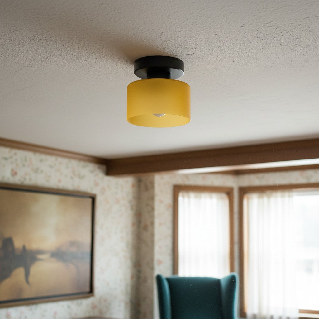 Plafonnier moderne cylindrique en verre minimaliste Moriglaze pour entrée et salon