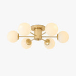 Load image into Gallery viewer, Gold brass and glass ceiling light with 6 heads